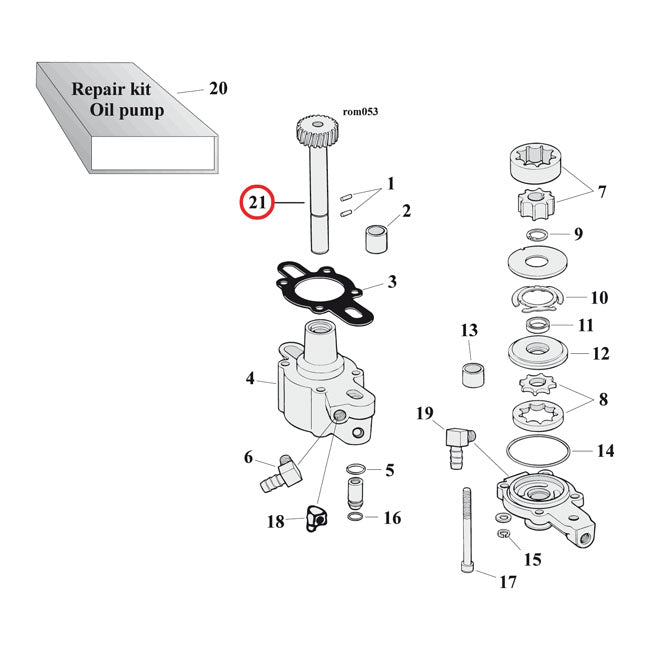 Drive Gear Shaft, Oil Pump For Harley Davidson