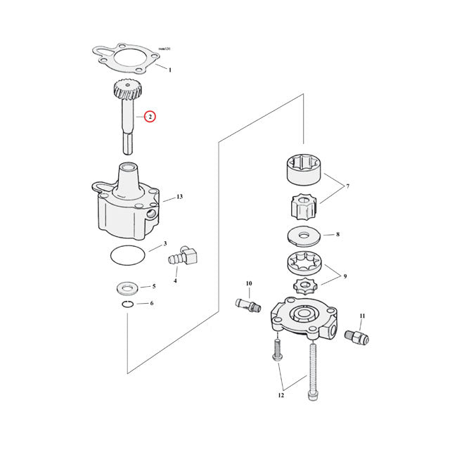 Aandrijfwielas, oliepomp voor Harley Davidson