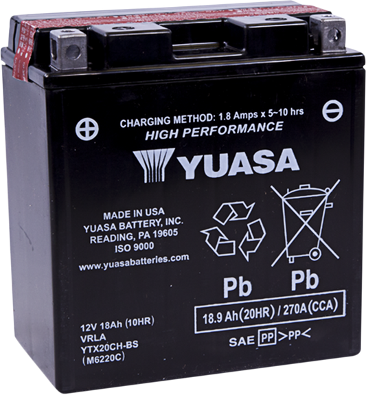 YUASA BATTERY APPLICATIONS CHART BATT YTX20CH-BS .82 LITER