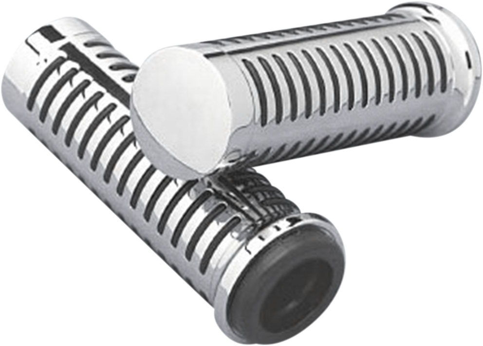 PARTS UNLIMITED CHROME GRIPS WITH O-RING DESIGN CHROME GRIPS 4 ORING-1"