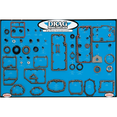 GASKET, SEAL AND O-RING DISPLAY FOR TWIN CAM 5-SPEED TRANSMISSIONS FOR HARLEY-DAVIDSON