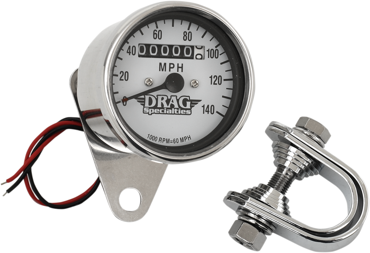 DRAG SPECIALTIES MINI SPEEDOMETERS 1:1 WHT FACE MINI SPEEDO