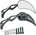 DRAG SPECIALTIES FLAME TEARDROP MIRRORS WITH SCULPTURED STEMS MIRROR FLM/FLM STM BLK