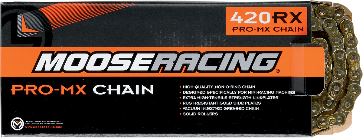 MOOSE RACING HARD-PARTS 428 RXP PRO-MX CHAIN MSE 420 RXP CHN 100 GLD