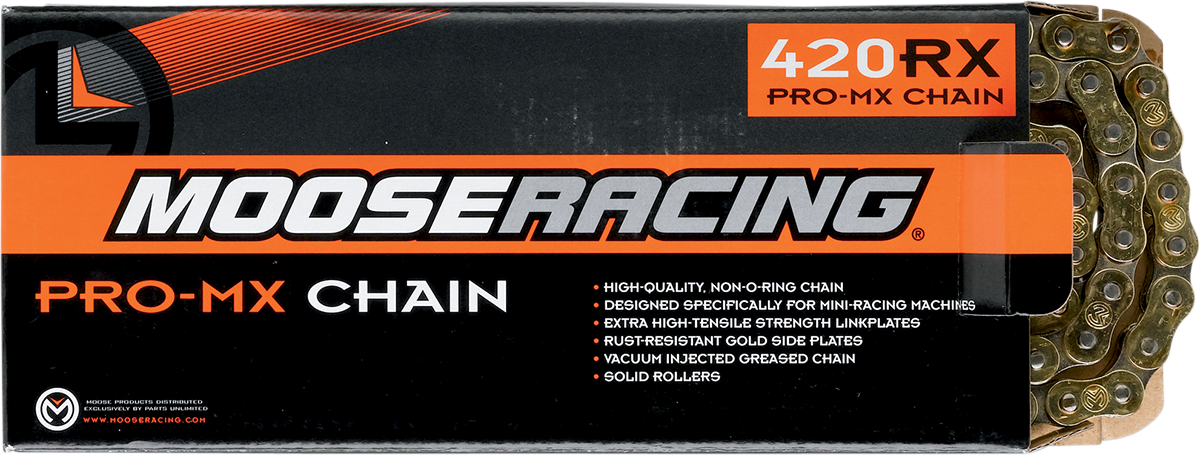 MOOSE RACING HARD-PARTS 428 RXP PRO-MX CHAIN MSE 420 RXP CHN 90 GLD