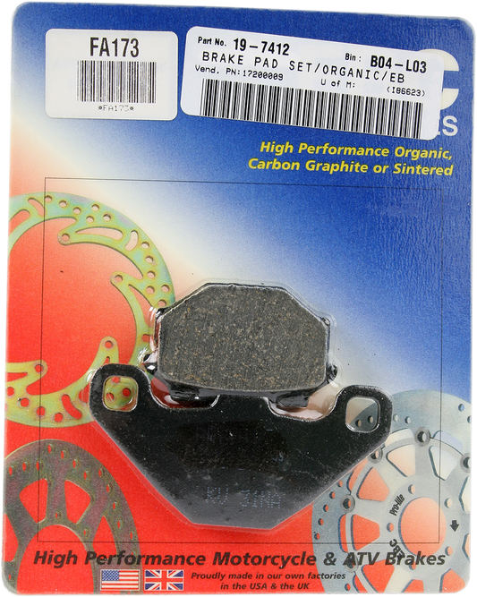 EBC BRAKE PADS AND SHOES BRAKE PAD ORGANIC FA173