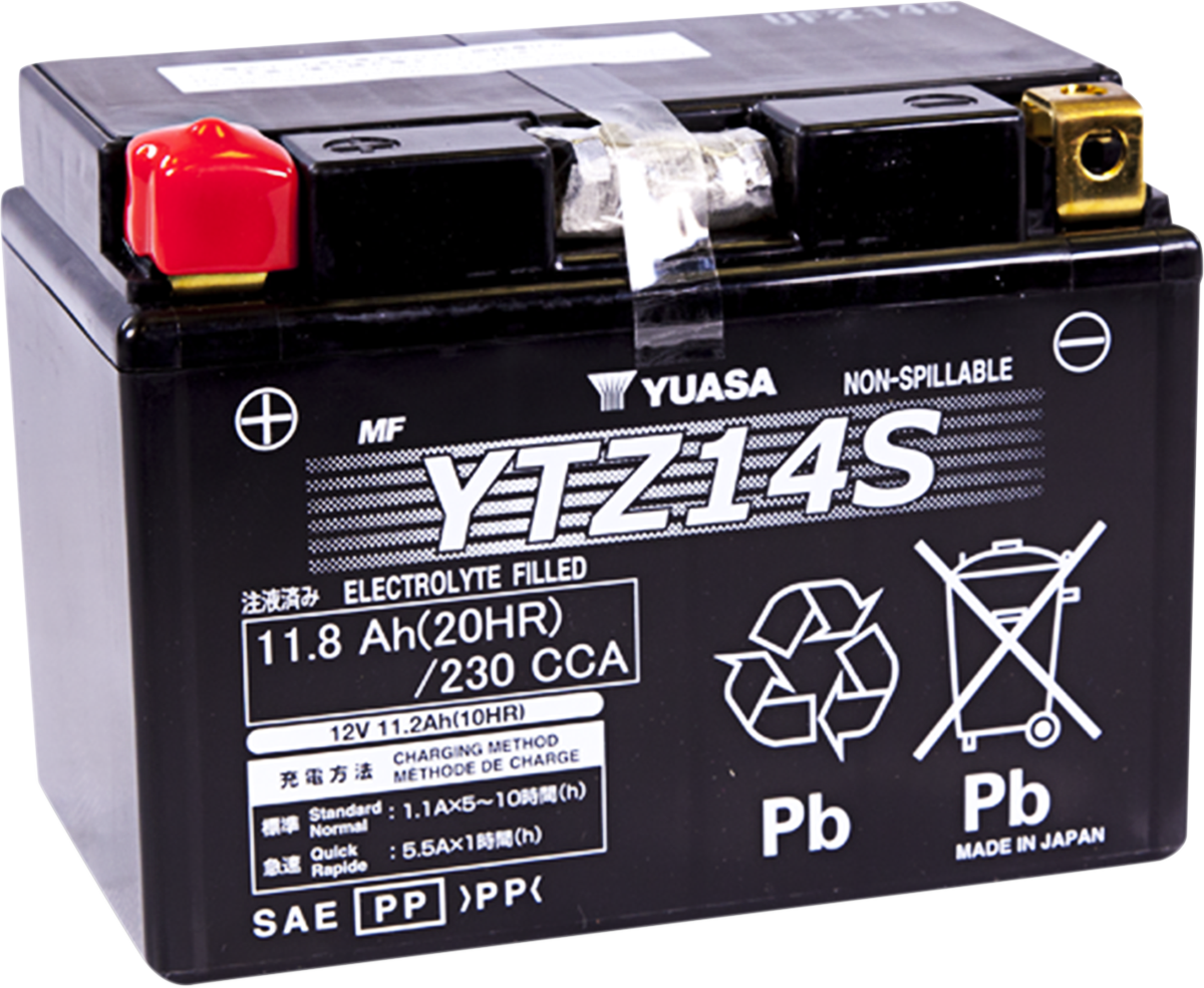 YUASA YTZ FACTORY-ACTIVATED AGM MAINTENANCE-FREE BATTERIES BATTERY WET SEALED YTZ14S