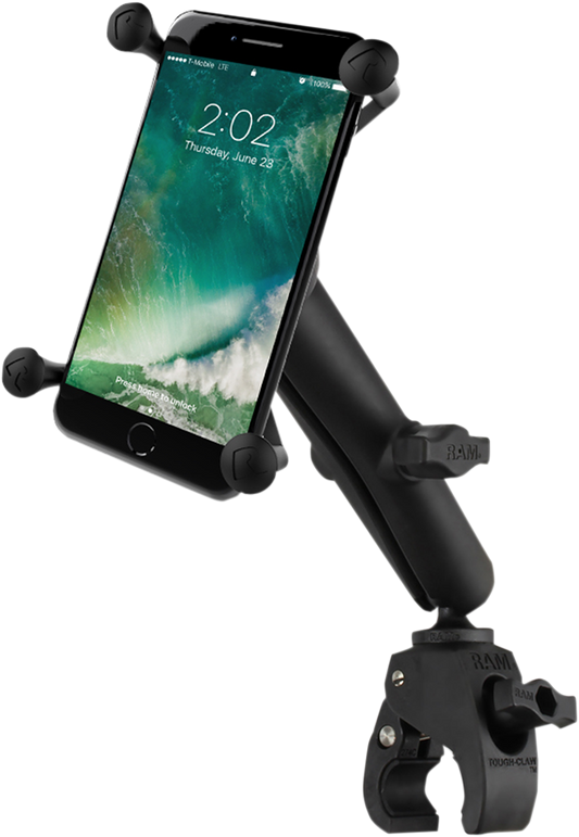 RAM MOUNT RAM SMALL TOUGH-CLAW™​ BASE WITH LONG DOUBLE-SOCKET ARM AND UNIVERSAL RAM®​ X-GRIP®​ LARGE PHONE/PHABLET CRADLE KIT XGRIP SML TOUGH CLAW
