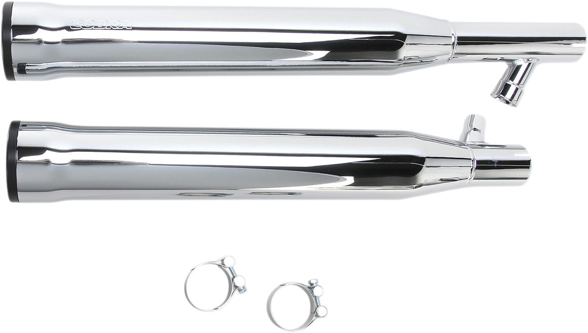 COBRA 3" SLIP-ON MUFFLERS WITH RACE-PRO TIPS FOR HARLEY-DAVIDSON 2005 Chrome/Black 3" Race Pro Tip Slip-On Mufflers