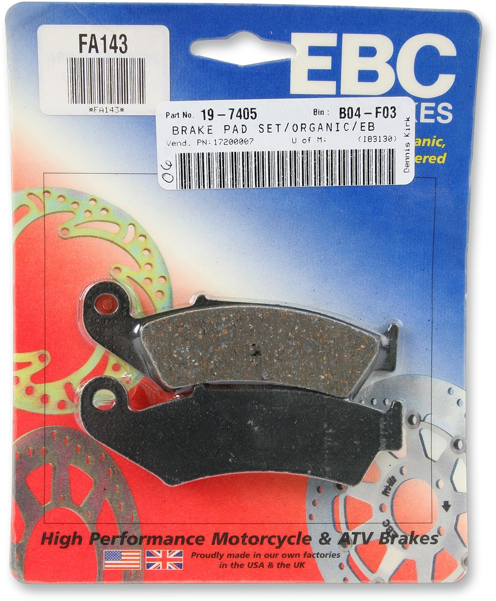 EBC BRAKE PADS AND SHOES BRAKE PAD ORGANIC FA143