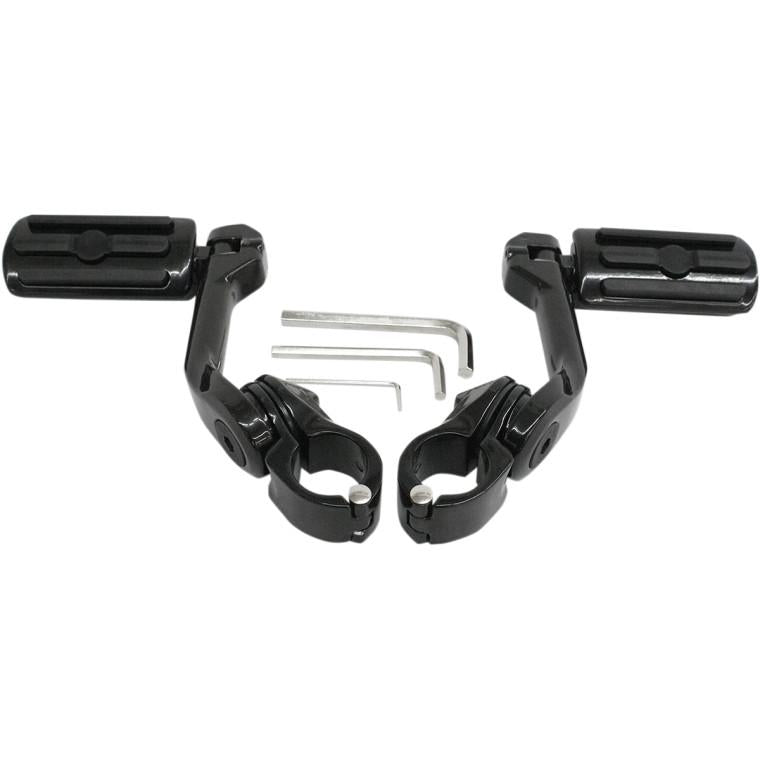 Black Ribbed Highway Pegs With Mounting Arm