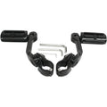 Schwarze gerippte Highway Pegs mit Befestigungsarm