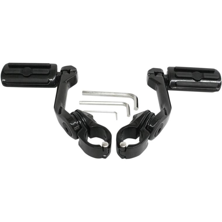 Schwarze gerippte Highway Pegs mit Befestigungsarm
