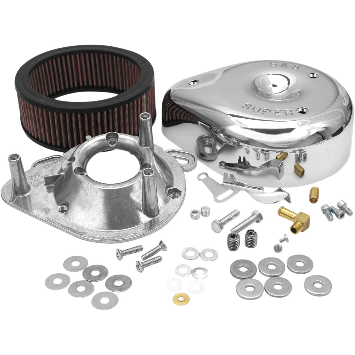 S&S 17-0399 Teardrop Chrome Air Cleaner Kit For Harley-Davidson With S&S Carburetor