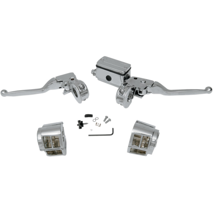 Handlebar Control Kit 5/8" Brake Master Cylinder Chrome For Harley-Davidson 84-95