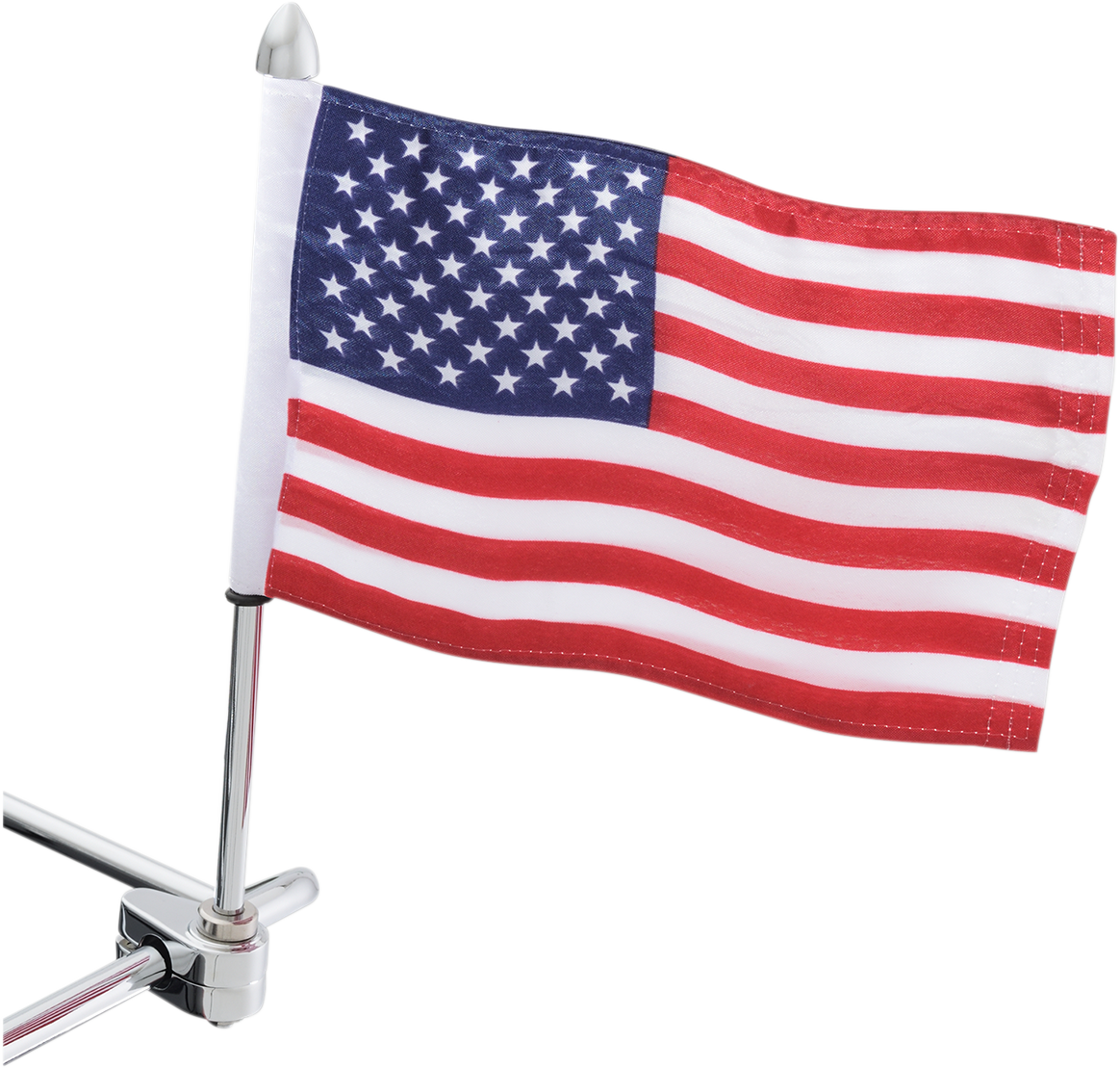SHOW CHROME 12" FLAGPOLE WITH FLAG AND FINIAL FLAG POLE W/FLAG ACORN