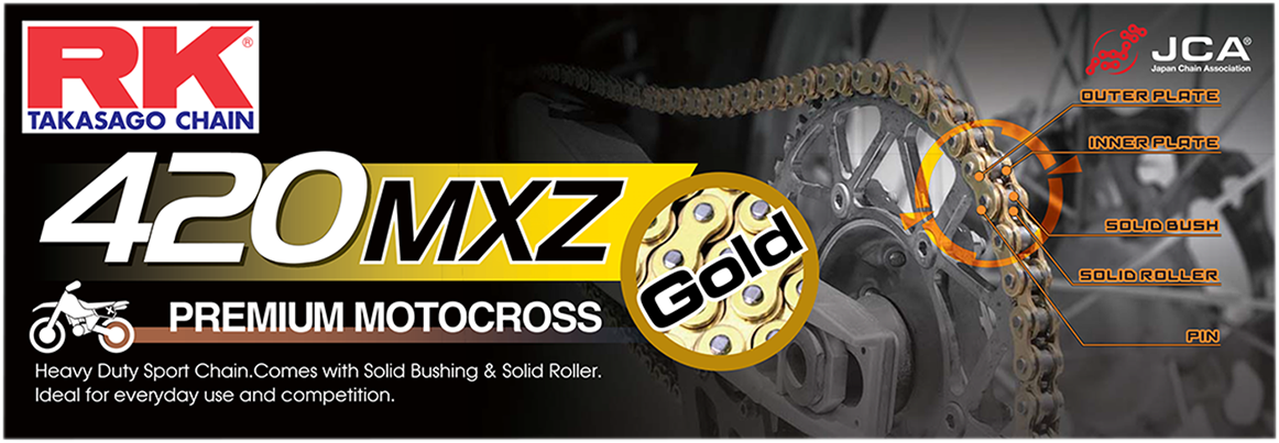 RK HEAVY-DUTY CHAINS (MXZ/MXZ4) RK GB420MXZ GLD CLIP C-LK
