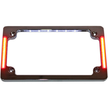 TRI-HORIZONTAL MOTORCYCLE PLATE FRAMES WITH FLUSH-MOUNT LEDS AND LED PLATE ILLUMINATION FOR HARLEY-DAVIDSON