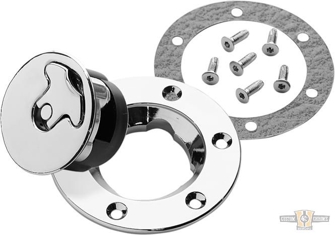 Aircraft-Style Bolt-In Gas Cap Kit Chrome For Harley-Davidson