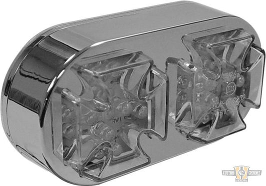 Maltese Cross Dual LED Taillight Chrome LED For Harley-Davidson