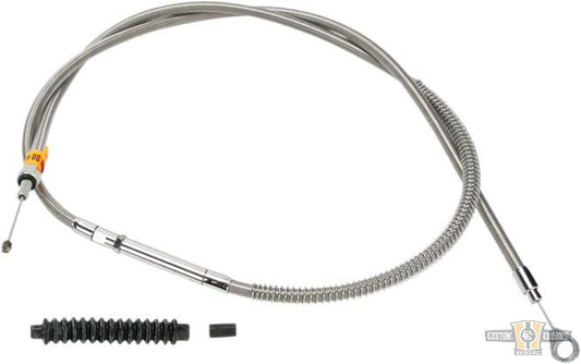 Stainless Braided Clutch Cable Stainless Steel Clear Coated 58,8" For Harley-Davidson