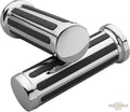 Ribbed Grips Chrome 1" Cable operated For Harley-Davidson