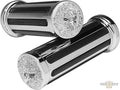 Eagle Ribbed Grips Black Chrome 1" Cable operated For Harley-Davidson