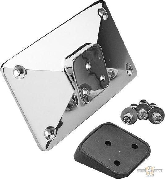 Laydown Pyramid License Plate Mount Kit Chrome For Harley-Davidson