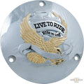 Live To Ride Derby Cover Chrome Gold For Harley-Davidson