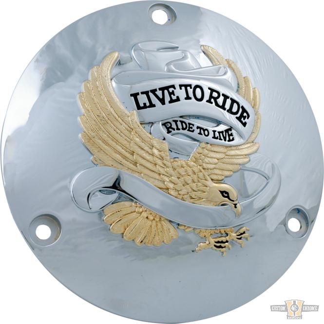 Live To Ride Derby Cover Chrome Gold For Harley-Davidson