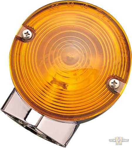 Late Touring Model Rear Turn Signal Chrome Amber Dual Filament For Harley-Davidson