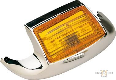 Front Fender Tip Marker Light Chrome Amber LED For Harley-Davidson