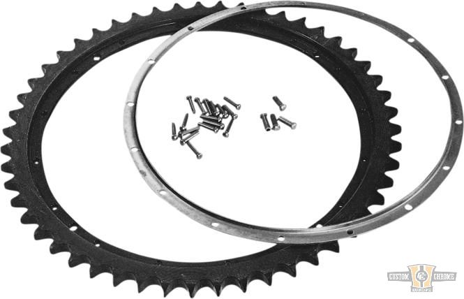 Rear Brake Drum Sprocket and Rivet Kit Black For Harley-Davidson