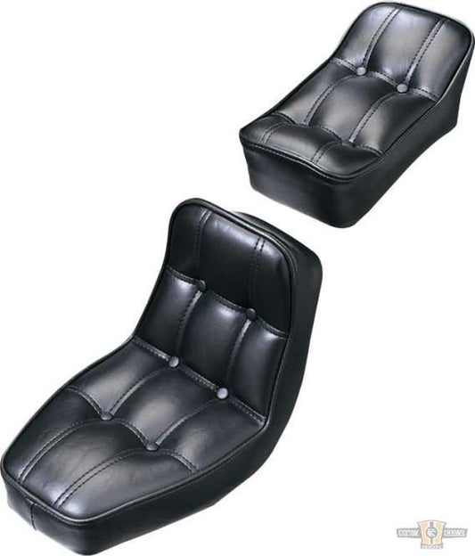 Rigid Baron II 2 Piece Smooth Seat Black Vinyl For Harley-Davidson