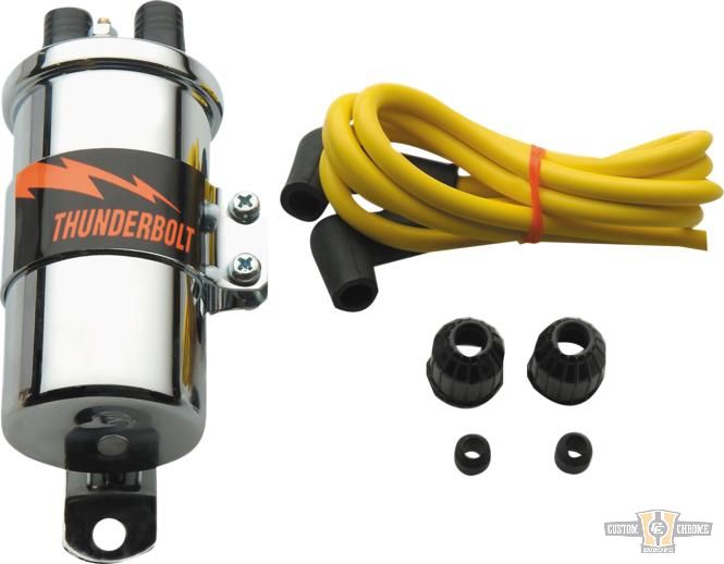 Thunderbolt Ignition Coil Chrome 5 Ohm Dual Fire For Harley-Davidson