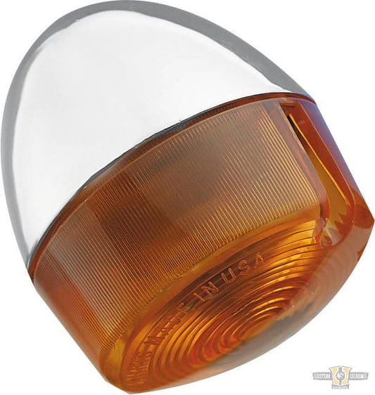 Late Model Front Turn Signal Chrome Amber Dual Filament For Harley-Davidson