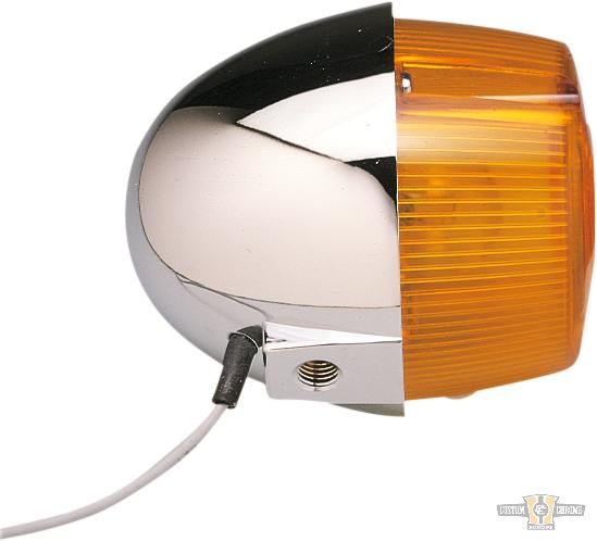 Early Model Turn Signal Chrome Amber Single Filament For Harley-Davidson