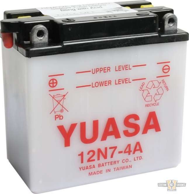 Conventional 12N7-4A Battery Lead Acid, 74 A, 7.0 Ah For Harley-Davidson