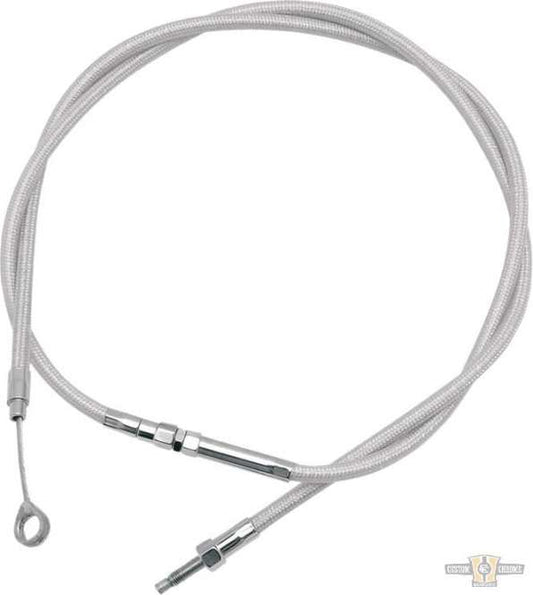 Argent Longitudinally Wound (LW) Clutch Cable Stainless Steel Clear Coated Chrome Look 57,7" For Harley-Davidson