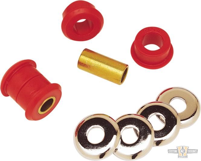 Heavy Duty Polyurethane Handlebar Damper Kit Chrome Red For Harley-Davidson