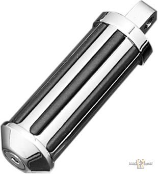 Chrome and Ribbed Rubber Pegs Chrome For Harley-Davidson