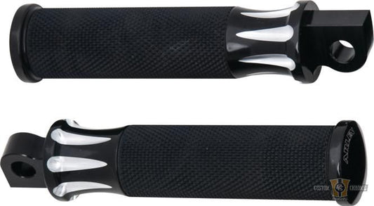 Deep Cut Fusion Footpeg Black, Anodized For Harley-Davidson