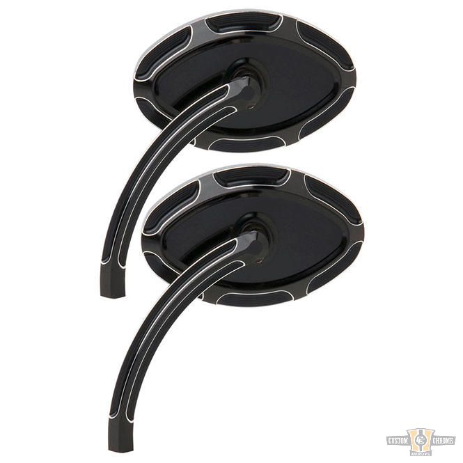 Beveled Cat Eye Mirror Black, Anodized For Harley-Davidson