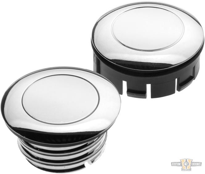 Screw In Pop-Up Gas Cap Set Chrome For Harley-Davidson