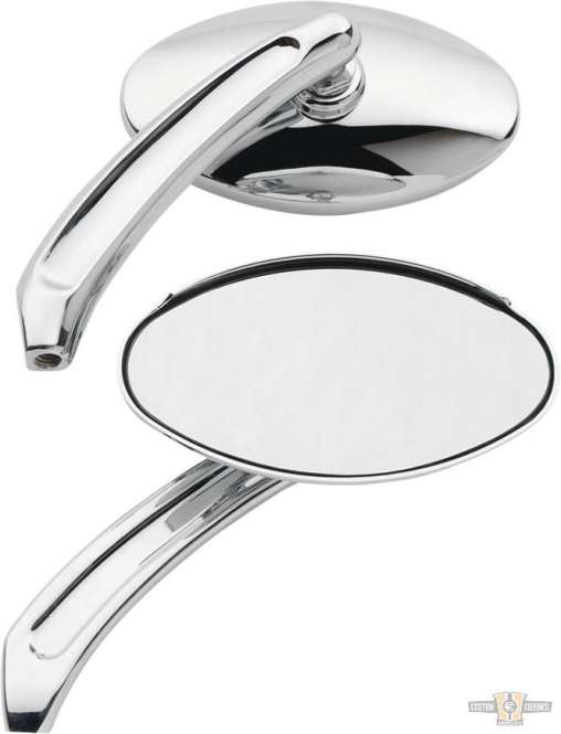 Oval Billet Mirror Chrome For Harley-Davidson