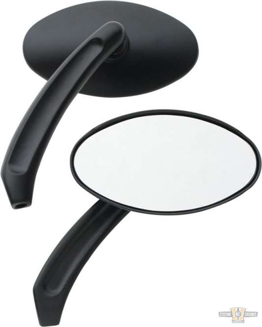 Oval Billet Mirror Black For Harley-Davidson