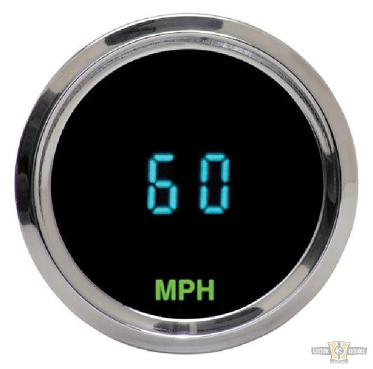 Round Mini Speedometer Chrome 52.3875 mm For Harley-Davidson