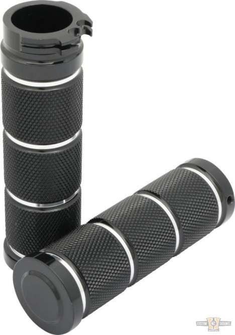 Stroker Grips Black Raw Cut 1" Cable operated For Harley-Davidson