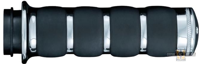 ISO Grips Black Chrome 1" Throttle By Wire For Harley-Davidson