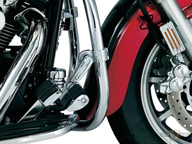 Longhorn Offset Highway Pegs with Dually & Magnum Quick Clamp Chrome For Harley-Davidson